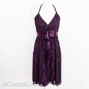 Eliza J Purple Ruffle Chiffon Dress 8 Halter Babydoll Fairycore Y2K Whimsy Party
